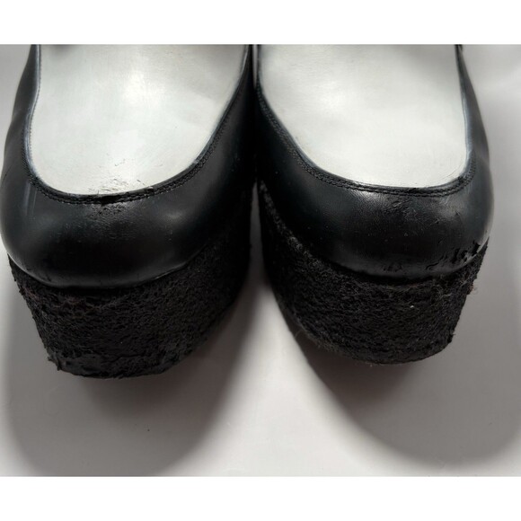 Celine Oxfords Black & White Platform Lace Up Wedge Derby Creeper Sz 39.5 9.5 - Picture 4 of 12